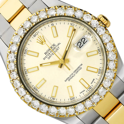 Rolex Datejust 116333 41mm 5.10TCW Diamond 18K Gold Bezel Stainless Steel Oyster Band Men's Watch
