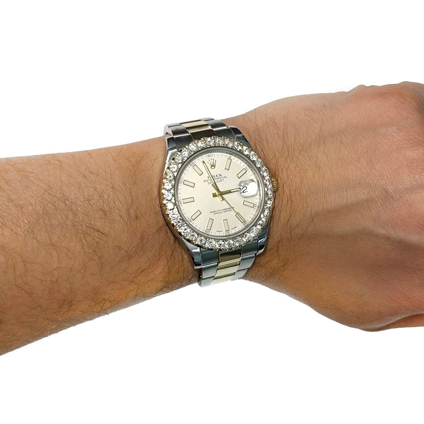 Rolex Datejust 116333 41mm 5.10TCW Diamond 18K Gold Bezel Stainless Steel Oyster Band Men's Watch