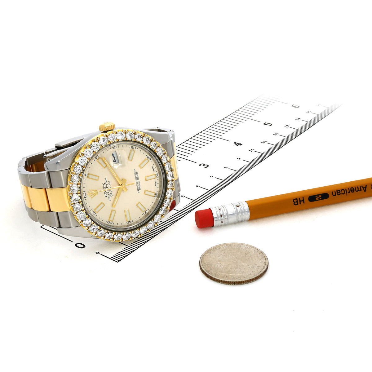 Rolex Datejust 116333 41mm 5.10TCW Diamond 18K Gold Bezel Steel Oyster Band
