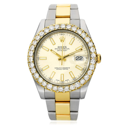 Rolex Datejust 116333 41mm 5.10TCW Diamond 18K Gold Bezel Stainless Steel Oyster Band Men's Watch