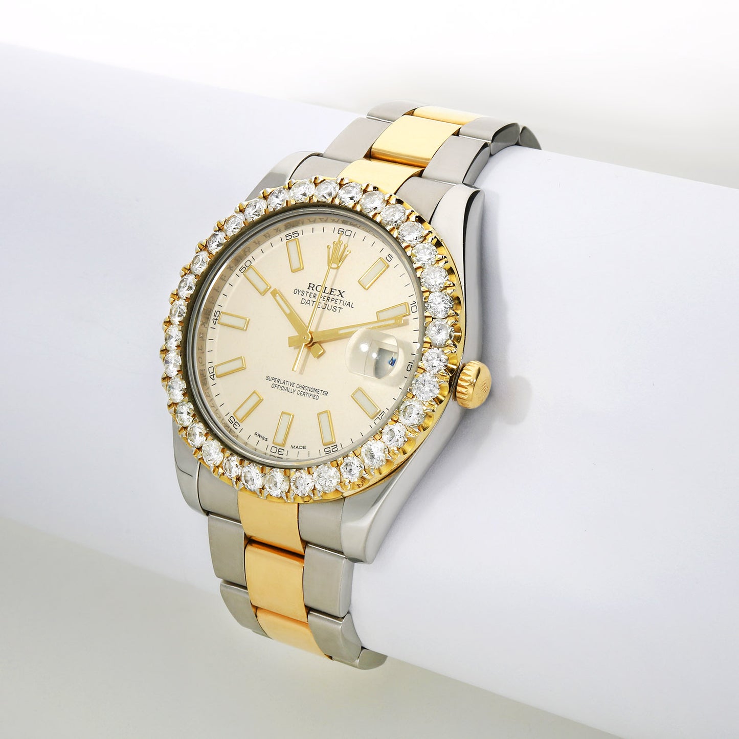 Rolex Datejust 116333 41mm 5.10TCW Diamond 18K Gold Bezel Stainless Steel Oyster Band Men's Watch