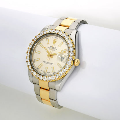 Rolex Datejust 116333 41mm 5.10TCW Diamond 18K Gold Bezel Stainless Steel Oyster Band Men's Watch