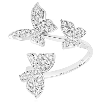 1CTW Natural Diamonds 14K White Gold Diamond Butterfly Cocktail Ring