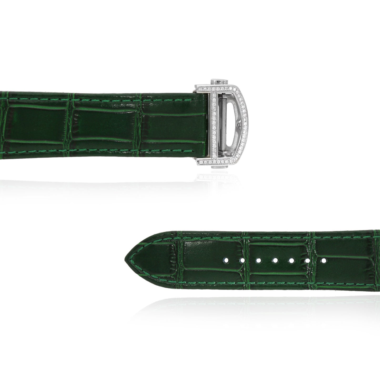 NEW 5TCW Natural Diamond Cartier Santos Large 40mm Pave Roman Green Dial Men's Watch
