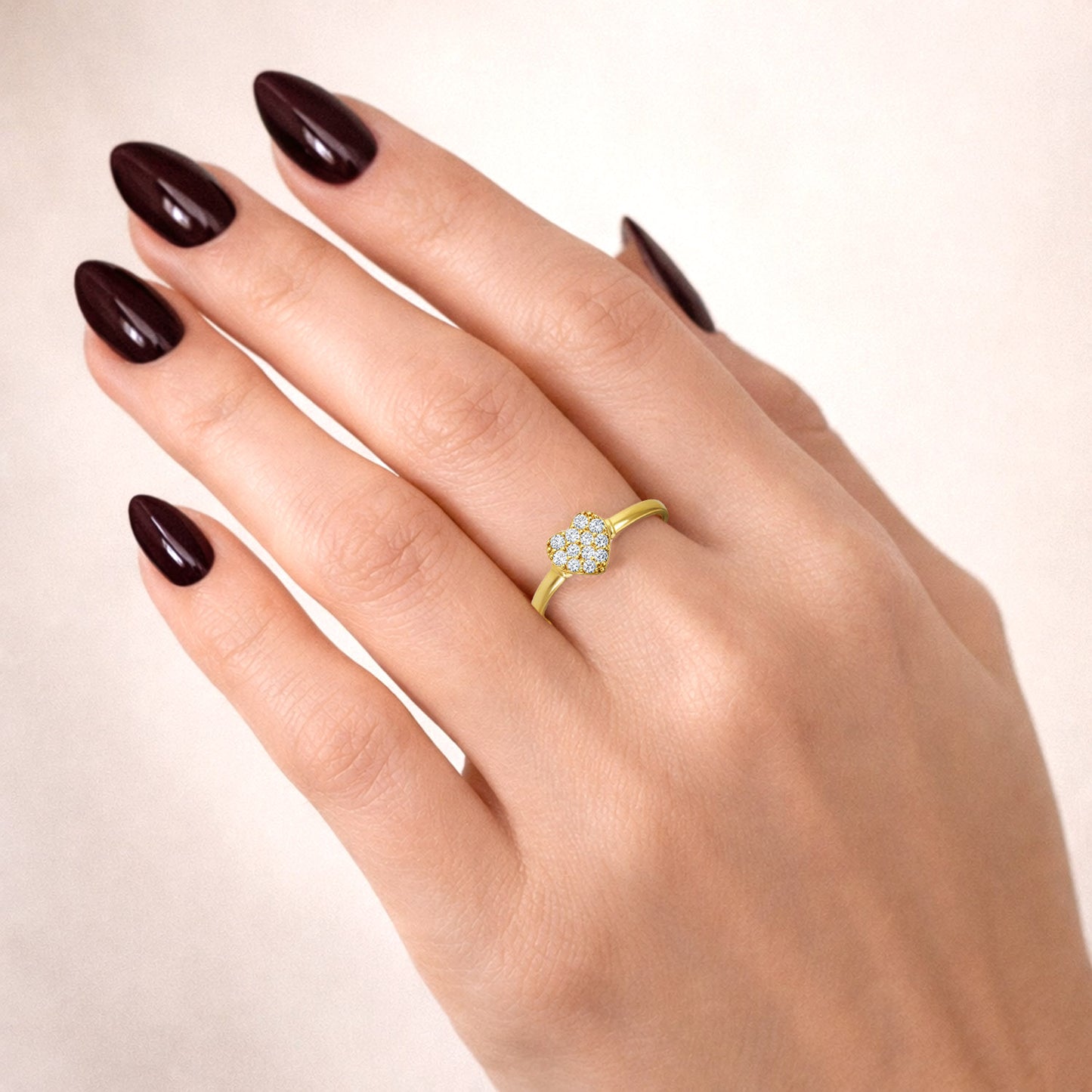 0.36CTW CZ 10K Yellow Gold Heart Stackable Ring