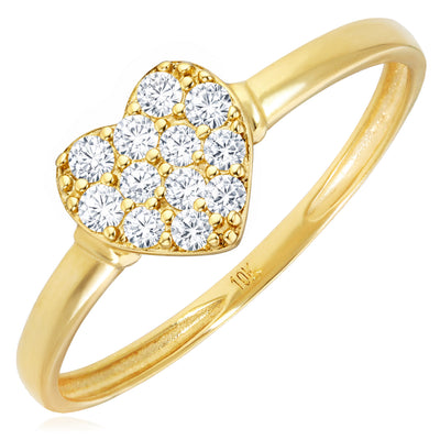 0.36CTW CZ 10K Yellow Gold Heart Stackable Ring