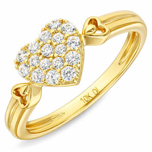 10K Yellow Gold 0.48CTW CZ  8mm Pave Heart Ring