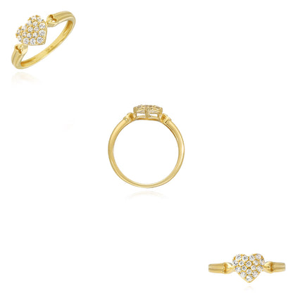 10K Yellow Gold 0.48CTW CZ  8mm Pave Heart Ring