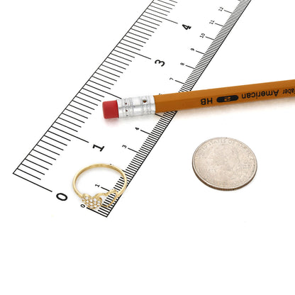 10K Yellow Gold 0.40CTW CZ Pavé Double Open Heart Stackable Ring