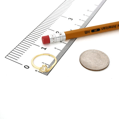 10K Yellow Gold Open Double Heart Pavé 0.25CTW CZ Stackable Ring