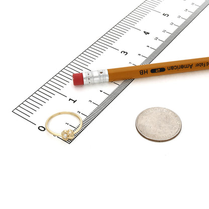 10K Yellow Gold 0.03CTW CZ Open Heart Clover Stackable Ring