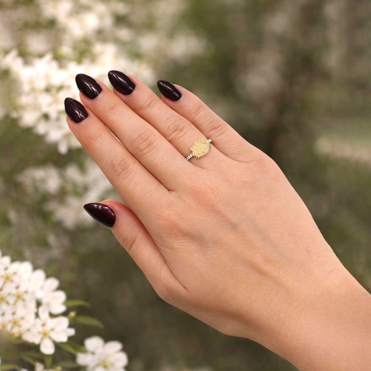 10K Yellow Gold 0.60CTW CZ Kitty Stackable Ring