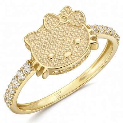 10K Yellow Gold 0.60CTW CZ Kitty Stackable Ring