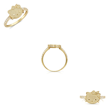 10K Yellow Gold 0.60CTW CZ Kitty Stackable Ring