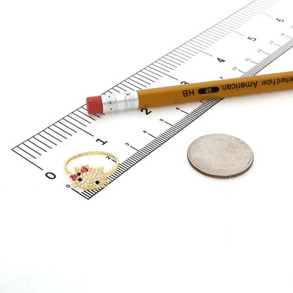 10K Yellow Gold CZ 0.80 CTW Kitty Stackable Ring with