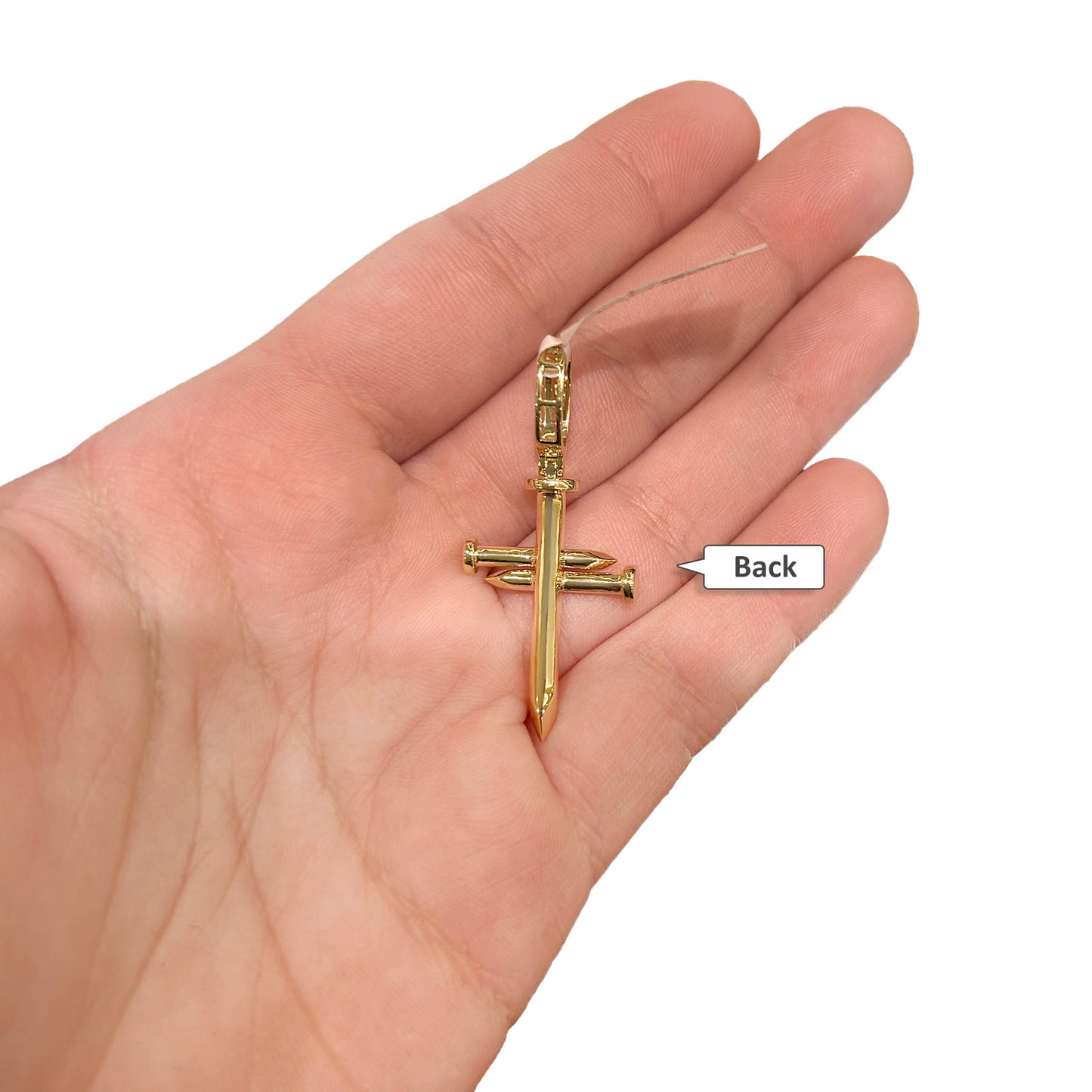 0.52CTW Natural Diamond 14K Yellow Gold White Gold Nail Cross Pendant 1.5"