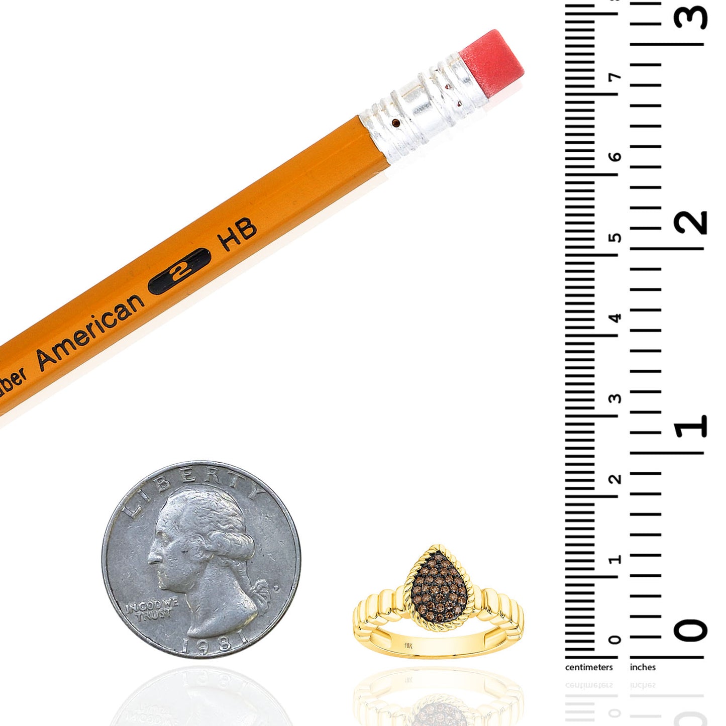 0.20 CTW Natural Black Diamond 10K Yellow Gold Pear Signet Ring
