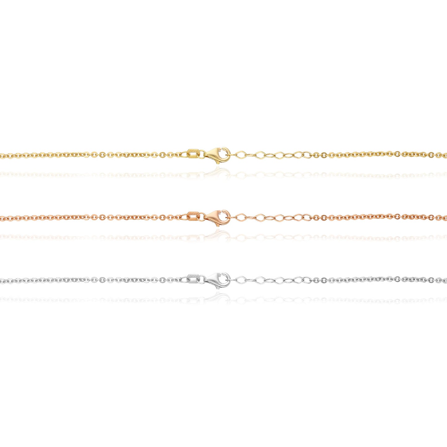 14K Yellow White Rose Gold Diamond-Cut Clover Station Necklace 17"–18" Adjustable