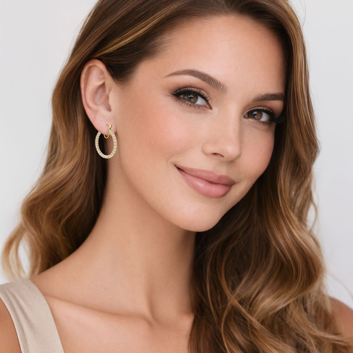 14K Yellow White Rose Gold Diamond-Cut Mesh Hoop Earrings 28mm