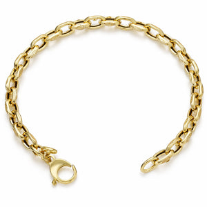 14K Yellow Gold 6mm Satin Finish Fancy Oval Cable Bracelet  7.5"