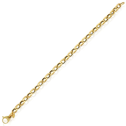14K Yellow Gold 6mm Satin Finish Fancy Oval Cable Bracelet  7.5"