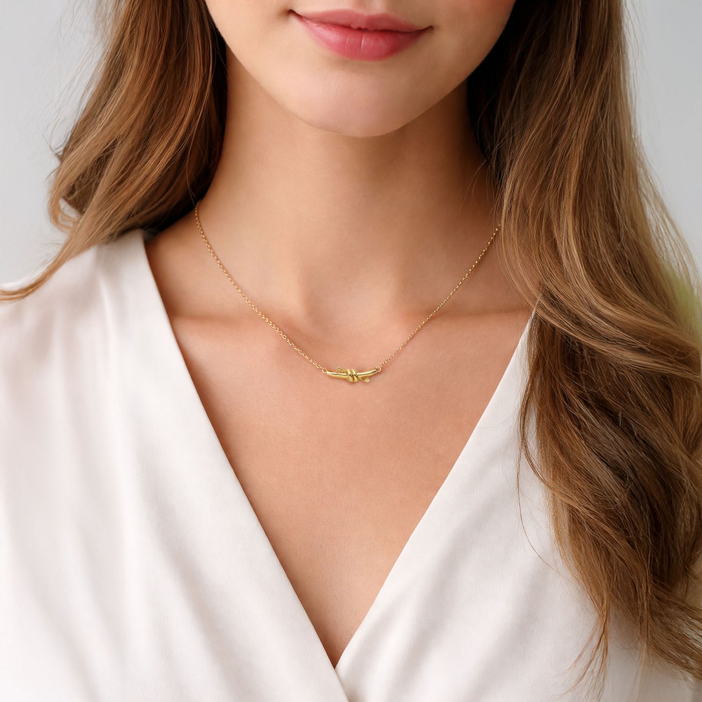 14K Yellow Gold High Polished Knot 1.7mm Cable Link Necklace Adjustable 17–18"