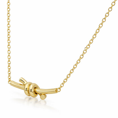 14K Yellow Gold High Polished Knot 1.7mm Cable Link Necklace Adjustable 17–18"