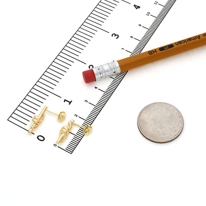 14K Yellow Gold High Polished Knot Stud Earrings 17mm