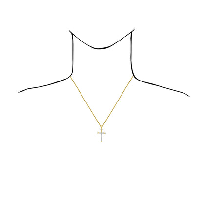 0.38CTW Natural Diamond 10K Yellow Gold Nail Cross Pendant 1.7"