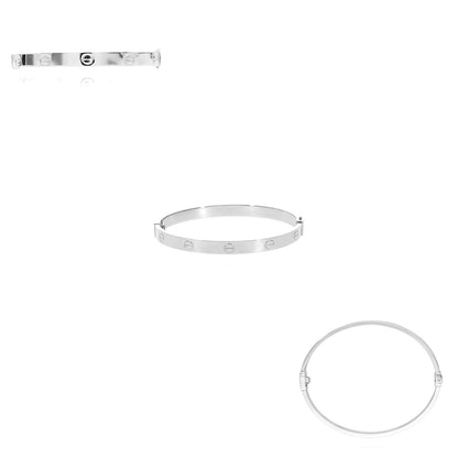 14K White Gold 6mm Screw Pattern Bangle Bracelet w/ Screwdriver (Hollow) 6.25"-7"