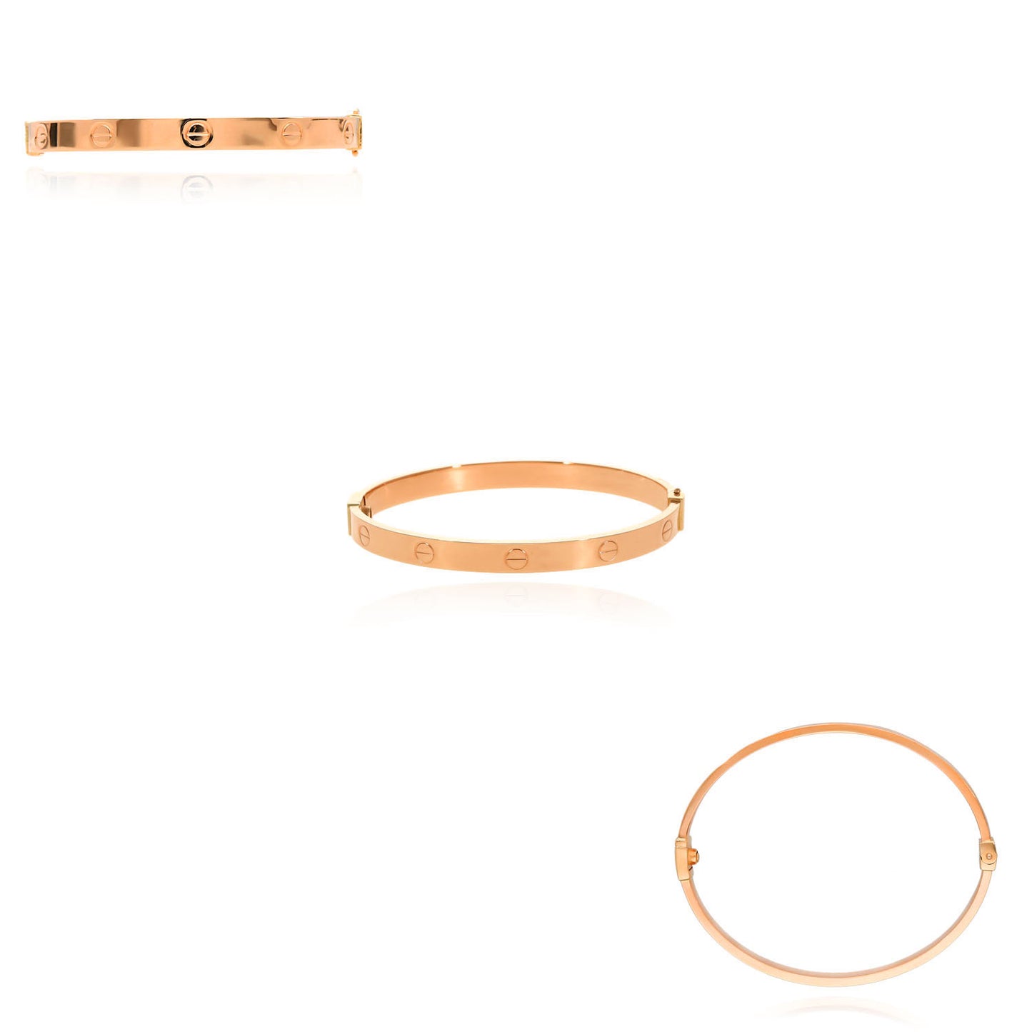 14K Rose Gold 6mm Screw Pattern Bangle Bracelet w/ Screwdriver (Hollow) 6.25"-7"