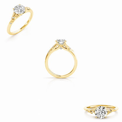 1.05TCW Lab-Grown Diamond 14k Yellow Gold Nature Inspired Engagement Ring