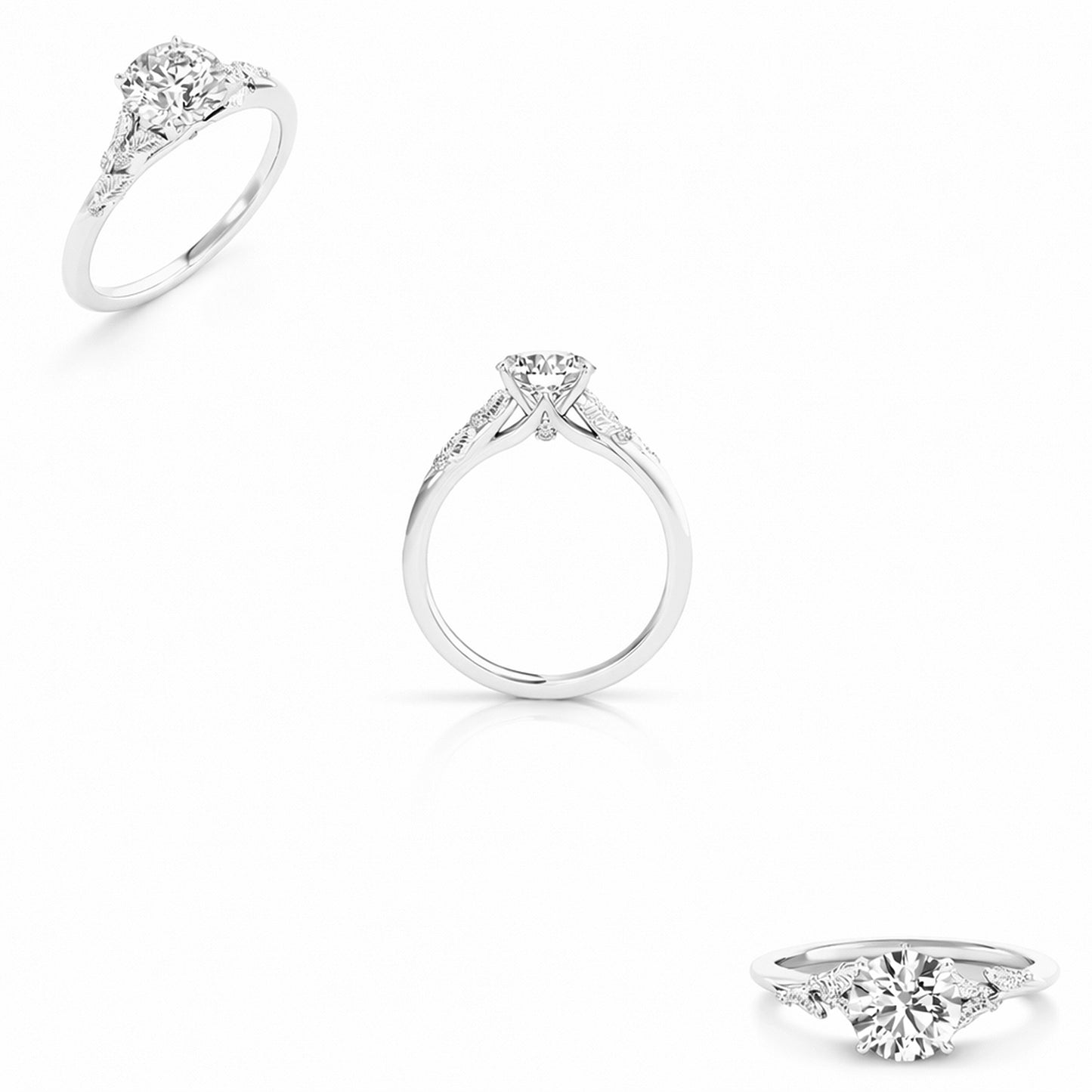 1.05TCW Lab-Grown Diamond 14k White Gold Nature Inspired Engagement Ring