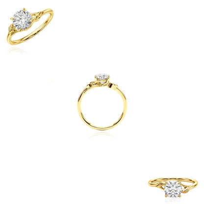 1.00TCW Lab-Grown Diamond 14k Yellow Gold Floral Solitaire Engagement Ring