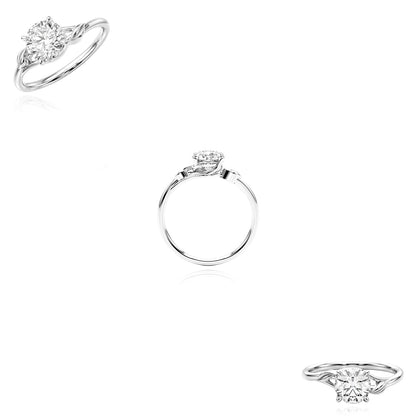 1.00TCW Lab-Grown Diamond 14k White Gold Floral Solitaire Engagement Ring