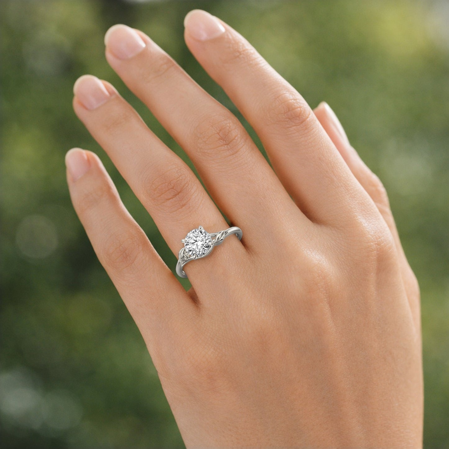 1.00TCW Lab-Grown Diamond 14k White Gold Floral Solitaire Engagement Ring