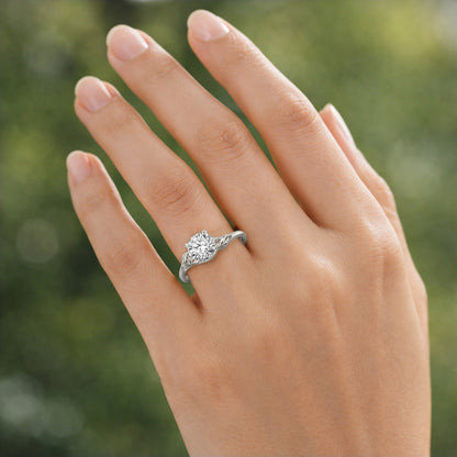 1.00TCW Lab-Grown Diamond 14k White Gold Floral Solitaire Engagement Ring