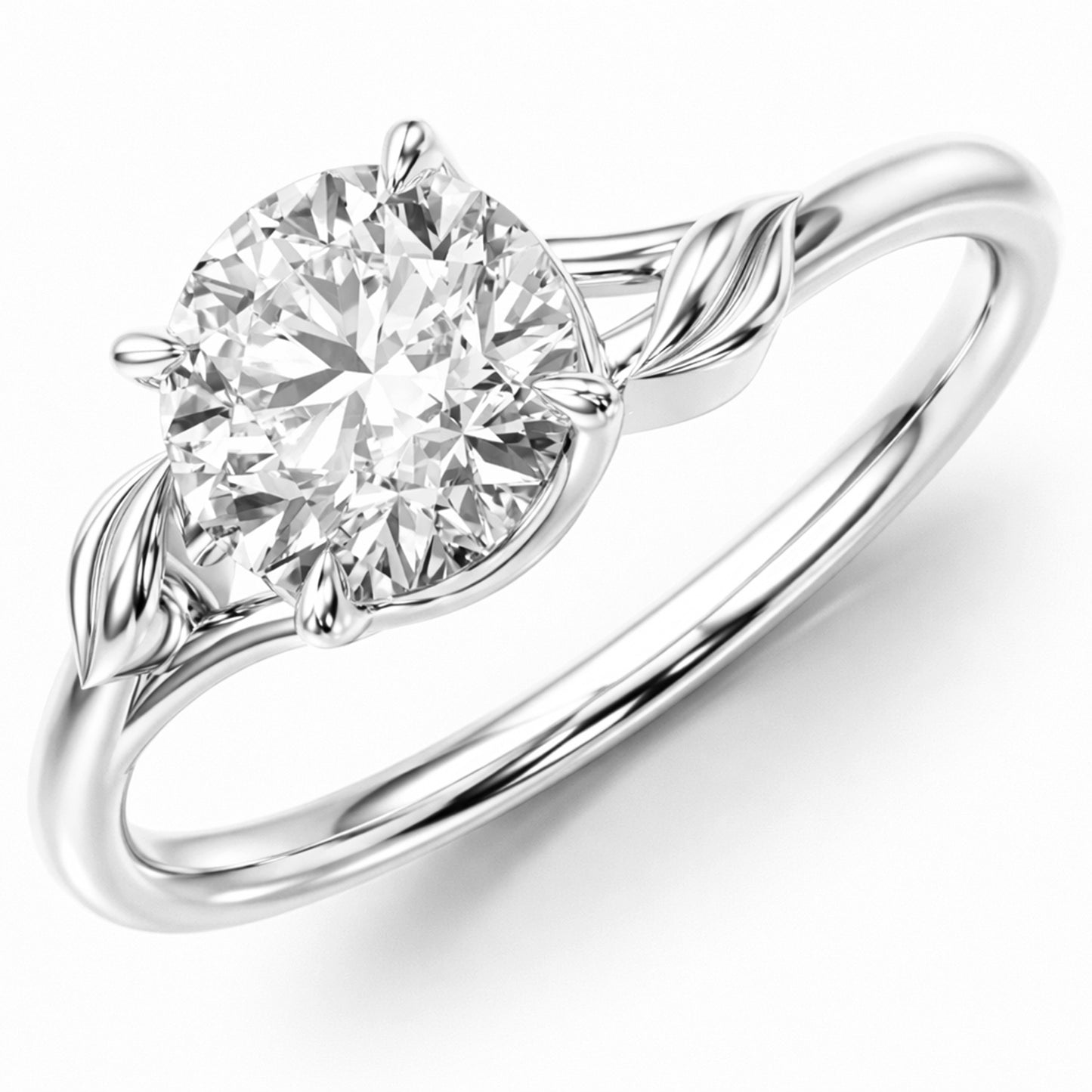 1.00TCW Lab-Grown Diamond 14k White Gold Floral Solitaire Engagement Ring