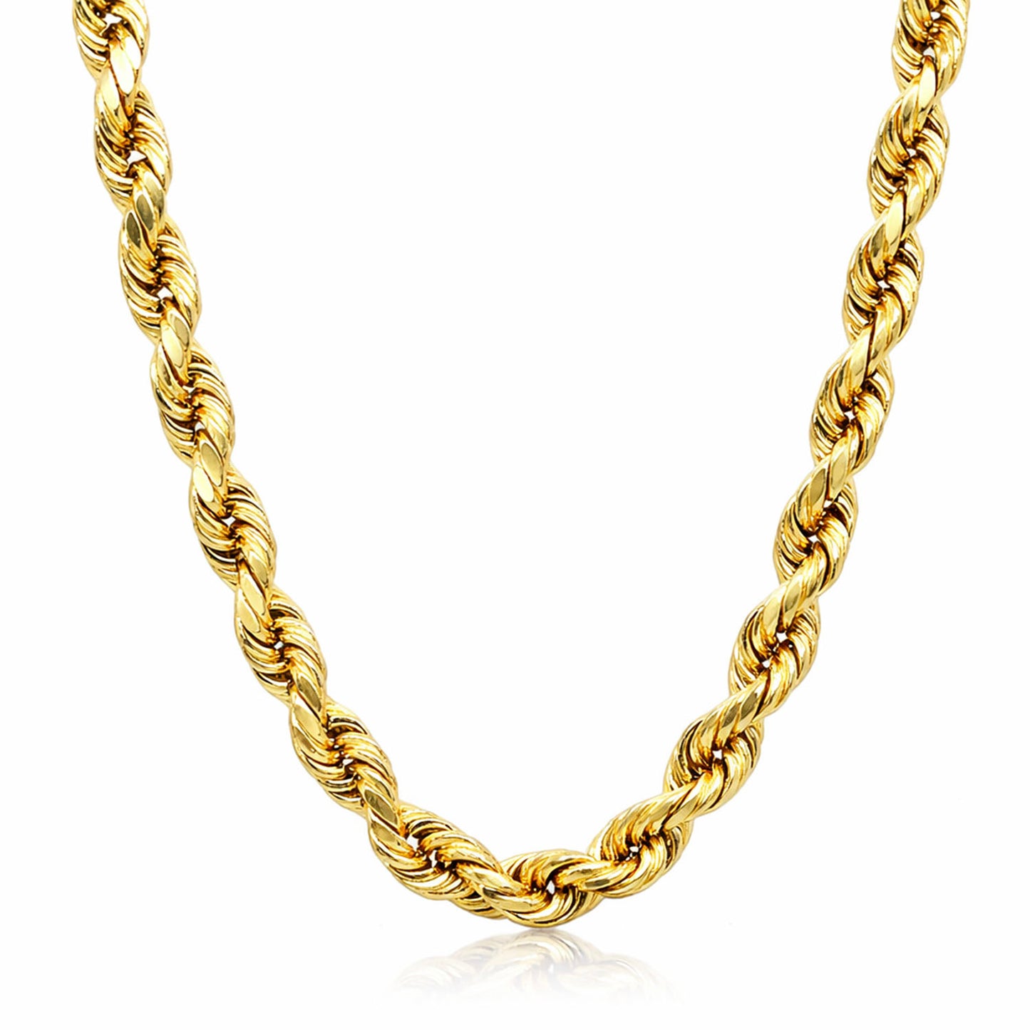 18K Yellow Gold Diamond-Cut 6mm Rope Chain (Solid Link) 20", 22", 24"