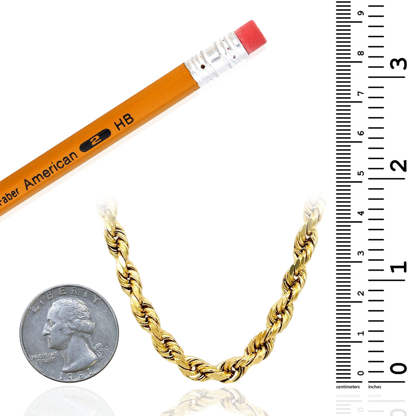 18K Yellow Gold 6mm Rope Bracelet (Solid Links) 8"-9"