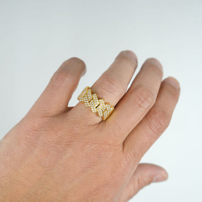 2.40CTW Natural Diamond 14K Yellow Gold Cuban Link Signet Ring