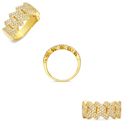 2.40CTW Natural Diamond 14K Yellow Gold Cuban Link Signet Ring