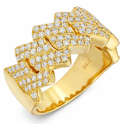 2.40 CTW Natural Diamond 14K Yellow Gold Cuban Link Signet Ring
