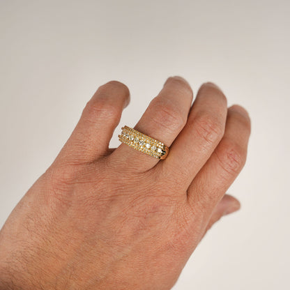 3.10CTW Natural Diamond 14K Yellow Gold Multi-Row Band