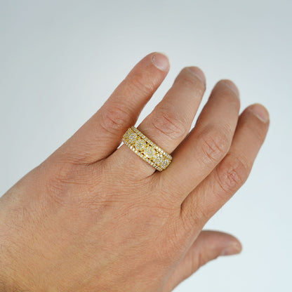 2.35CTW Natural Diamond 14K Yellow Gold Multi-Row Band