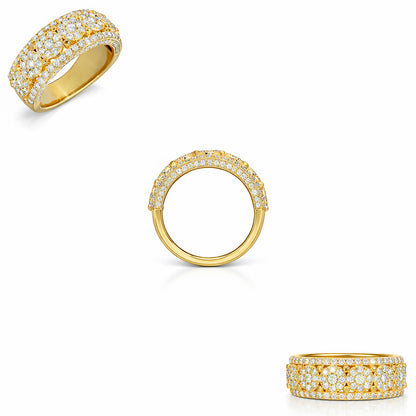 2.35CTW Natural Diamond 14K Yellow Gold Multi-Row Band