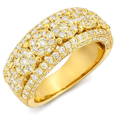 2.35 CTW Natural Diamond 14K Yellow Gold Multi-Row Band