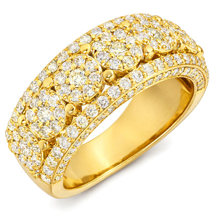 2.35CTW Natural Diamond 14K Yellow Gold Multi-Row Band