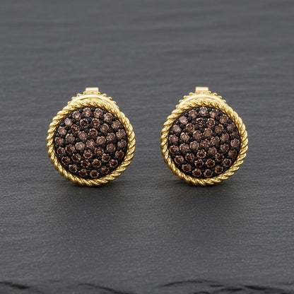 0.38 CTW Natural Black Diamonds 10K Yellow Gold Round-Cut Earrings 9mm