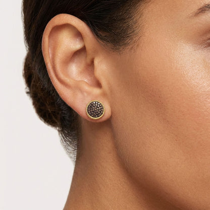 0.38 CTW Natural Black Diamonds 10K Yellow Gold Round-Cut Earrings 9mm